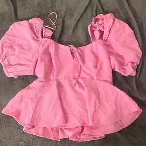 Pink Puff Sleeve Blouse
